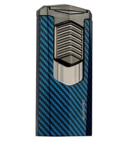 Quantoro 3 Torch Pürmüz Mavi-Karbon Metal Puro Çakmağı - TRZ1010
