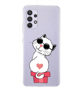 Samsung Galaxy A13 Uyumlu Kapak Cool Cat Tasarımlı Şeffaf Silikon Kılıf