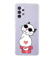 Samsung Galaxy A13 Uyumlu Kapak Cool Cat Tasarımlı Şeffaf Silikon Kılıf