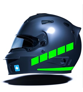 Şerit Tasarımlı Floresan Yeşil Motosiklet Kask Sticker Çınar Extreme