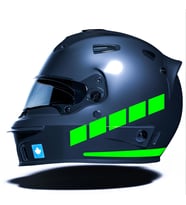 Şerit Tasarımlı Floresan Yeşil Motosiklet Kask Sticker Çınar Extreme