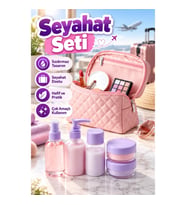 5’li Mor Seyahat Kozmetik Şişe Seti – 30 ml Sızdırmaz Şişeler ve Fermuarlı Çanta