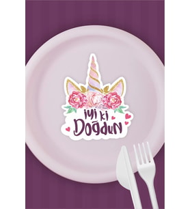 Unicorn Temalı Tabak Sticker (Etiket) 15'li * Yapışkanlı Kağıt