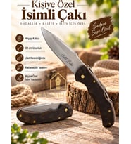 Kalemhane Kişiye Özel İsimli Ahşap Kabzalı Katlanabilir Çakı 22 cm