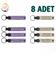 Mor Menekşe & Sütlü Kahve, 8’li Set, Kişisel Mesajlı Deri Hediyelik, Aile Gecelerine Küçük Sürpriz