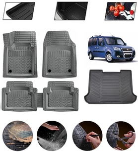 Fiat Doblo 1 2000-2009 Uyumlu Paspas Araca Özel Bagaj Havuzu MBS Gri