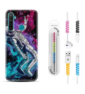 Realme 5i 5 Pro 6i 7 Pro 8 Kılıf Kablo Koruma Spiral Silikon Astronot Signs 1753