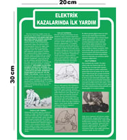 Metal Elektrik Kazalarında İlk Yardım 20cm x 30cm A4 Büyüklüğünde Uyarı Levhası Yönlendirme Tabelası