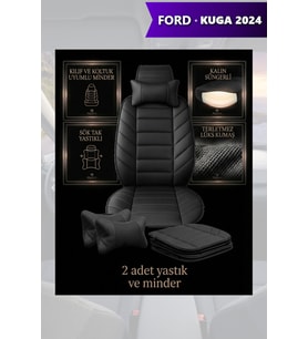 kuga 2024 Koltuk ve Kılıf uyumlu Lüks Siyah Yastık Minder 2 Minder 2 Yastık