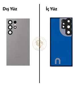 Samsung S24 Ultra Gri Arka Pil Kapağı Batarya Kapağı Lazer Kesim Back Cover