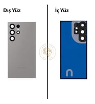 Samsung S24 Ultra Gri Arka Pil Kapağı Batarya Kapağı Lazer Kesim Back Cover