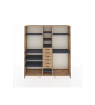 Hyperion Dolap 10 Raflı 6 Çekmeceli 3 Askılı 220x44x243 Çam-Antrasit/Çam