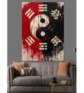 Siyah Beyaz Modern Yin Yang Dekoratif Kanvas - Mdf Ahşap Tablo