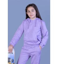Toontoy Kız Çocuk Kapüşonlu Kanguru Cepli Sweatshirt (Lila)