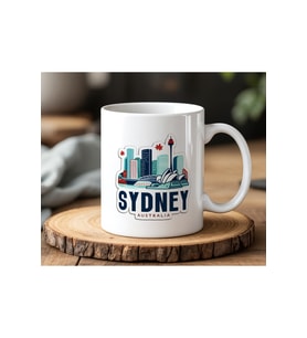 Sydney Tasarımlı Beyaz Seramik Baskılı Kupa Bardak 330ml
