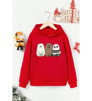Çocuk Kafadar Ayılar Baskılı Sweatshirt (Kırmızı)