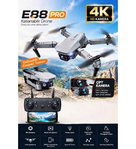 4K Çift Kameralı Katlanabilir Drone WiFi APP Kontrollü FPV Quadcopter 2 Bataryalı