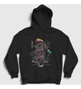 Presmono Unisex Siyah Dragon Tokyo Japan Ejderha Kapüşonlu Sweatshirt 288117tt