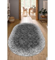 Dijital Baskılı Kaymaz Taban Yıkanabilir Oval Salon Halısı Mutfak Halısı Yolluk NDO-HT-244 (Gri)