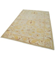 Krem Halı Vintage Stil Çiçek Desenli Salon Halısı El Dokuma Yumuşak Dokulu Bej Tonlu Seri