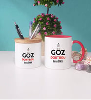 Göz Doktoru Kupa Bardak Kırmızı ve Kalemlik