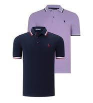İKİLİ SET T8594 DEWBERRY ERKEK T-SHIRT-LACİVERT-LİLA