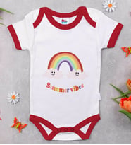 BK Kids Summer Vibes Tasarımlı Kırmızı Bebek Body Zıbın-2