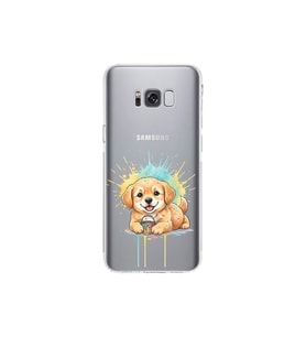 Samsung Galaxy S8 Plus ile Uyumlu Splash Köpek Tasarımlı Şeffaf Silikon Kılıf