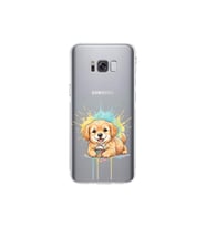 Samsung Galaxy S8 Plus ile Uyumlu Splash Köpek Tasarımlı Şeffaf Silikon Kılıf