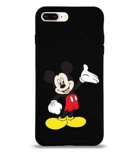 Apple iPhone 8 Plus Uyumlu Lansman Kılıf Mickey Mouse Tasarımlı Altı Kapalı İçi Kadife Kaplı  Kapak (Şeffaf)
