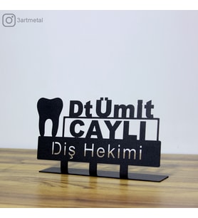 Diş Hekimi Masaüstü İsimlik - Metal Masa İsimliği - Hediye Ofis İsimlik