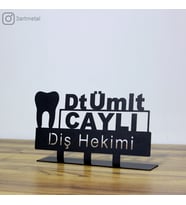 Diş Hekimi Masaüstü İsimlik - Metal Masa İsimliği - Hediye Ofis İsimlik