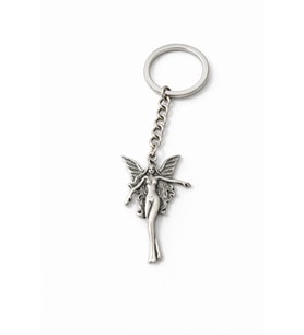 Kanatlı Peri Figürlü Gümüş Renk Metal Tasarım Unisex Anahtarlık