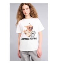 Defacto Baskılı Kırık Beyaz Kadın T-Shirt G9619AX/WT32