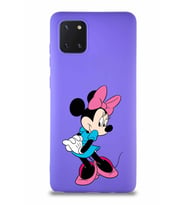 Samsung Galaxy A81 Soft Premier Kapak Minnie Mouse-F Tasarımlı Silikon Kılıf - Mor (Şeffaf)
