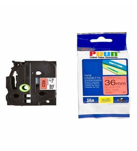 PUUN®Brother P-Touch TZE-461 36MM x 8m Kırmızı Üzerine Siyah Muadil Laminasyon Etiket Şeridi