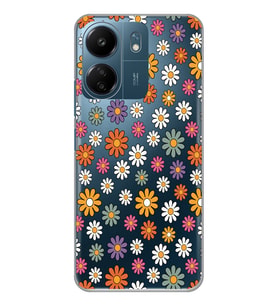 Xiaomi Redmi 13C Uyumlu Çiçek Desenli Şeffaf Telefon Kılıfı