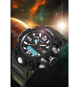 JO.G.S01 Kücük Kasa Digital&analog Kronmetre+takvim+alrm+aydınlatma 8-15 Yaş Arası Çocuk Saati (Yeşil)