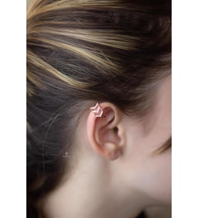 Beyaz Taşlı Halka Ok Model 925 Ayar Gümüş Kıkırdak Küpe Earcuff-Rose
