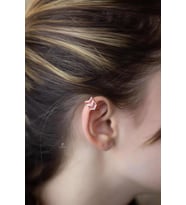 Beyaz Taşlı Halka Ok Model 925 Ayar Gümüş Kıkırdak Küpe Earcuff-Rose