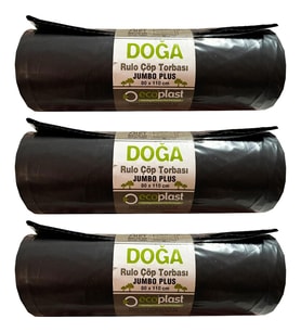 Ecoplast Jumbo Boy Siyah Çöp Torbası Poşeti - 700 Gr. - 90 Litre - 80 x 110 Cm / 10 Adetlik 3 Rulo