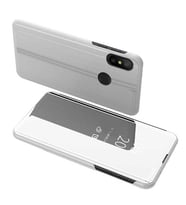 Xiaomi Redmi 7 Uyumlu Aynalı Kapaklı Lüx Kılıf (Gümüş)