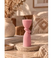 Mumelia Burgu Aura - Doğal Soya Dekoratif Blok Mum - Pembe