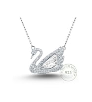 Kadın Gümüş Kolye - Swan Kuğu Model Zirkon Taş İşlemeli 925 Ayar Gümüş Kadın Kolye (Beyaz - Beyaz)