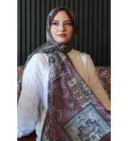 Etnik Desen Bordo Soft Pamuk Şal (Standart)