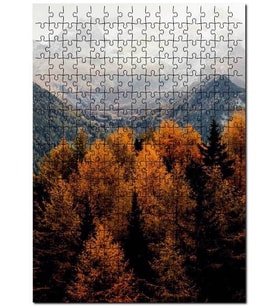 Cakapuzzle Sonbahar Rengi Ağaçlar ve Karlı Zirveler Puzzle Yapboz MDF (Ahşap) (120 Parça)