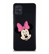 Samsung Galaxy M31S Soft Premier Kapak Minnie Mouse-C Tasarımlı Silikon Kılıf - Siyah (Şeffaf)