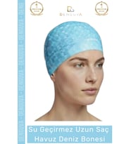 #Bone Uzun Saç Kaymaz Su Geçirmez Sızdırmaz Yüzücü Deniz Bonesi Elastik Bez Yüzme Şapkası