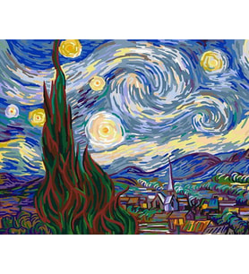 Van Gogh Yıldızlı Geceler Sayılarla Boyama Seti 60x75 cm (Tuvale Gerili)