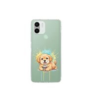 Redmi A1 Plus ile Uyumlu Splash Köpek Tasarımlı Şeffaf Silikon Kılıf